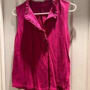 LOFT Ruffled Sleeveless Top - Magenta